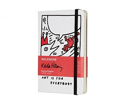 Notes Moleskine Keith Haring w linię, biały [9x14cm], koralowy twarda oprawa (Moleskine Keith Haring Limited Edition Notebook Pocket Ruled Hard)