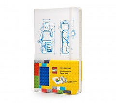 Notes Moleskine LEGO w linię (13x21cm), oprawa biała twarda z niebieskim klockiem (4x6) (Moleskine LEGO Limited Edition Ruled Notebook)