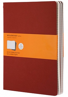 Zestaw 3 zeszytów Moleskine Cahier XL ekstra duże (19x25 cm) w Linie Bordo Miękka oprawa  (Moleskine Cahiers Set of 3 Plain Journals) - 9788862931076