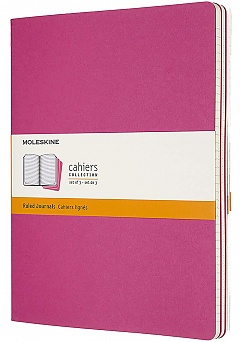 Zestaw 3 zeszytów Moleskine Cahier XL ekstra duże (19x25 cm) w Linie Różowe Kinetic Miękka oprawa (Moleskine Cahiers Extra Large Kinetic Pink Set of 3 Ruled Journals) - 8058647629667