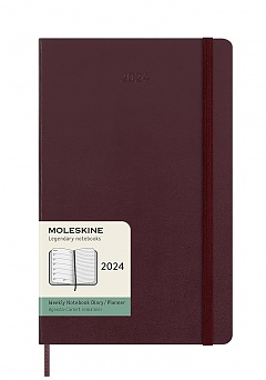 Kalendarz Moleskine 2024 12M rozmiar L (duży 13x21 cm) Tygodniowy Czerwony Burgund Twarda oprawa (Moleskine Weekly Notebook Diary/Planner 2024 Large Burgundy Red Hard Cover) - 8056598857108