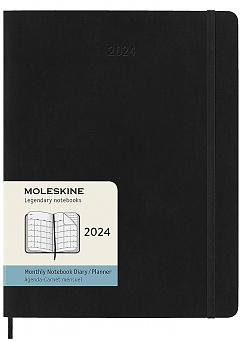 Kalendarz Moleskine 2024 12M rozmiar XL (bardzo duży 19x25 cm) Miesięczny Czarny Miękka oprawa (Moleskine Monthly Diary/Planner 2024 Extra Large Black Soft Cover) - 8056598856866