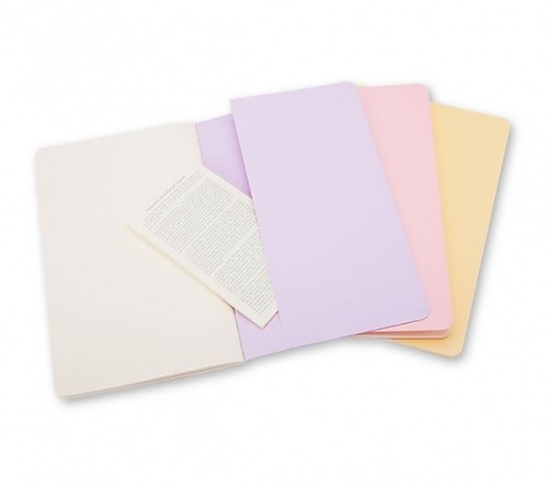 Zestaw 3 zeszytów Moleskine Cahier L (13x21cm) czyste pastelowe miękka oprawa (Moleskine Cahiers Set of 3 Plain Journals)