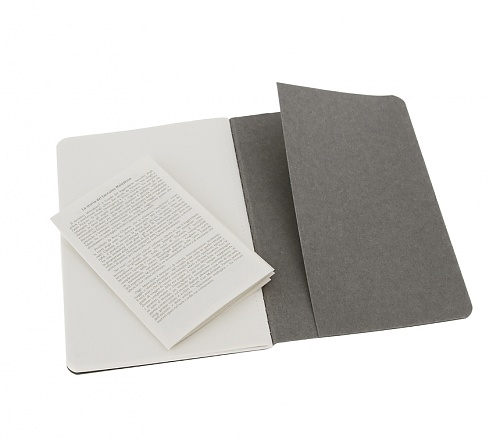 Zeszyty notatniki kieszonkowe [9x14 cm.] Cahier gładkie szare w zestawie 3 sztuki (Moleskine Cahiers Set of 3 Plain Journals)