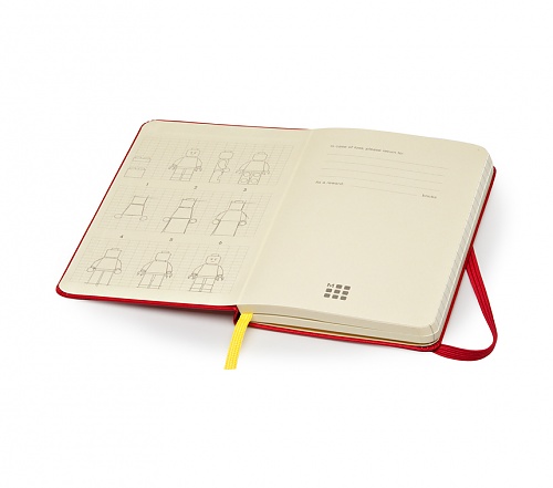 Notes kieszonkowy Moleskine LEGO (9x14cm) w linię, oprawa czerwona twarda z żółtym klockiem (2x4) (Moleskine LEGO Limited Edition Ruled Notebook)