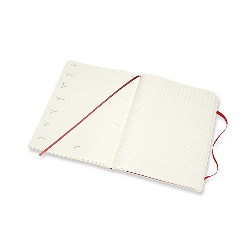 Kalendarz Moleskine 2022 12M rozmiar XL (bardzo duży 19x25 cm) Tygodniowy Czerwony/ Szkarłatny Miękka oprawa (Moleskine Weekly Notebook Diary/Planner 2022 Extra Large Scarlet Red Soft Cover) - 8056420855876