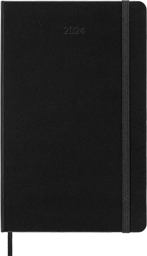 Kalendarz Moleskine 2024 12M rozmiar L (duży 13x21 cm) Wertykalny Tygodniowy Czarny Twarda oprawa (Moleskine Weekly Vertical Diary/Planner 2024 Large Black Hard Cover) - 8056598856873