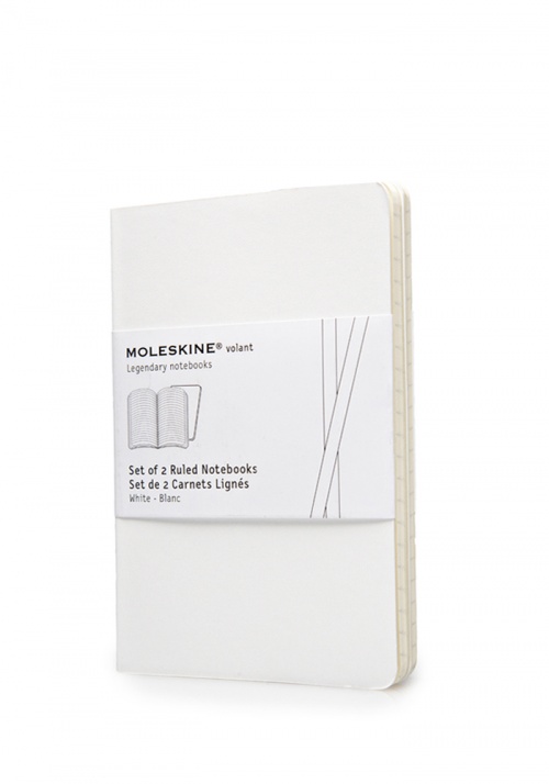 Zestaw 2 zeszytów Moleskine Volant P kieszonkowy (9x14 cm) w Linie Białe Miękka oprawa (Moleskine Volant Set of 2 Pocket Ruled Journals White Soft Cover) - 9788867320486