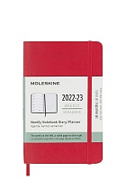Kalendarz Moleskine 2022-2023 18-miesięczny rozmiar P (kieszonkowy 9x14 cm) Tygodniowy Czerwony/ Szkarłatny Miękka oprawa (Moleskine Weekly Notebook Planner 2022/23 Pocket Scarled Red Soft Cover) - 8056598851229