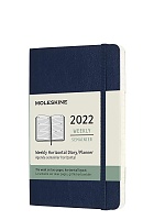 Kalendarz Moleskine 2022 12M rozmiar P (kieszonkowy 9x14 cm) Horyzontalny Tygodniowy Niebieski Ciemny/Szafirowy Miękka oprawa (Moleskine Weekly Horizontal Diary/Planner 2022 Pocket Sapphire Blue Soft Cover) - 8056420856071