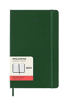 Kalendarz Moleskine 2024 12M rozmiar L (duży 13x21 cm) Dzienny Zielony Mirt Twarda oprawa (Moleskine Daily Notebook Diary/Planner 2024 Large Myrtle Green Hard Cover) - 8056598857313