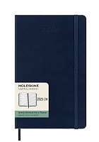 Kalendarz Moleskine 2023-2024 18-miesięczny rozmiar L (duży 13x21 cm) Tygodniowy Niebieski Ciemny/ Szafirowy Twarda oprawa (Moleskine Weekly Notebook Planner 2023/24 Large Hard Sapphire Blue Cover) - 8056598856903
