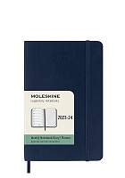 Kalendarz Moleskine 2023-2024 18-miesięczny rozmiar P (kieszonkowy 9x14 cm) Tygodniowy Niebieski/ Szafirowy Miękka oprawa (Moleskine Weekly Notebook Planner 2023/24 P Pocket Sapphire Blue Soft Cover) - 8056598856996