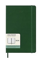 Kalendarz Moleskine 2024 12M rozmiar L (duży 13x21 cm) Tygodniowy Zielony Mirt Twarda oprawa (Moleskine Weekly Notebook Diary/Planner 2024 Large Myrtle Green Hard Cover) - 8056598857061