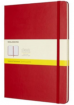Notatnik Moleskine XL ekstra duży (19x25 cm) w Kratkę Czerwony Twarda oprawa (Moleskine Squared Notebook Extra Large Hard Scarlet Red) - 8055002855099