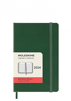 Kalendarz Moleskine 2024 12M rozmiar P (kieszonkowy 9x14 cm) Dzienny Zielony Mirt Twarda oprawa (Moleskine Daily Notebook Diary/Planner 2024 Pocket Myrtle Green Hard Cover) - 8056598857306