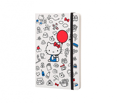 Notes Moleskine Hello Kitty w linię, duży [13x21cm], biała twarda oprawa (Moleskine Hello Kitty Contemporary Limited Edition Notebook Large Ruled Hard)