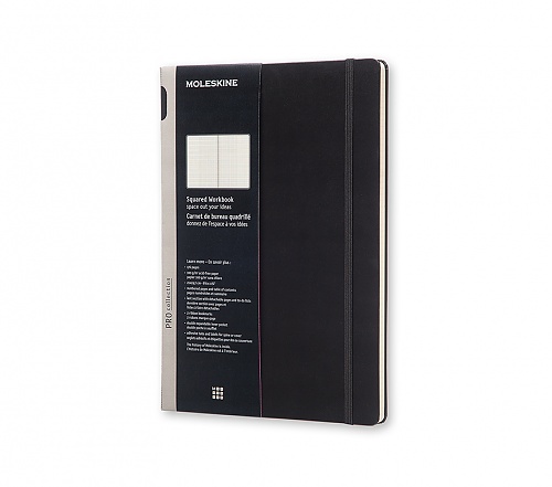 Notatnik Moleskine Workbook PRO A4(21x30cm) w kratkę czarny miękka oprawa (Moleskine Workbook PRO Notebook Squared Black A4 Soft Cover)