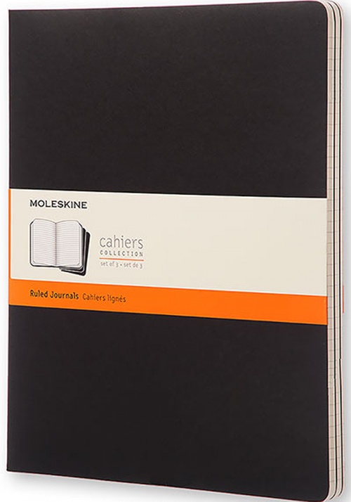 Zestaw 3 Zeszytów Moleskine Cahier XXL (21.6x27.9 cm) w Linie Czarne Miękka Oprawa (Moleskine Cahiers Set of 3 Ruled Journals Black) - 8055002851442