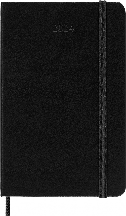 Kalendarz Moleskine 2024 12M rozmiar P (kieszonkowy 9x14 cm) Wertykalny Tygodniowy Czarny Twarda oprawa (Moleskine Weekly Vertical Diary/Planner 2024 Pocket Black Hard Cover) - 8056598856835